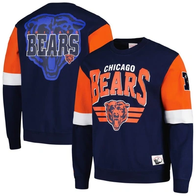 Mitchell & Ness Navy Chicago Bears Gridiron Classics Allover 3.0 Pullover Sweatshirt