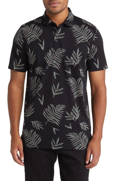 Travismathew Resort Town Leaf Print Golf Polo In Black