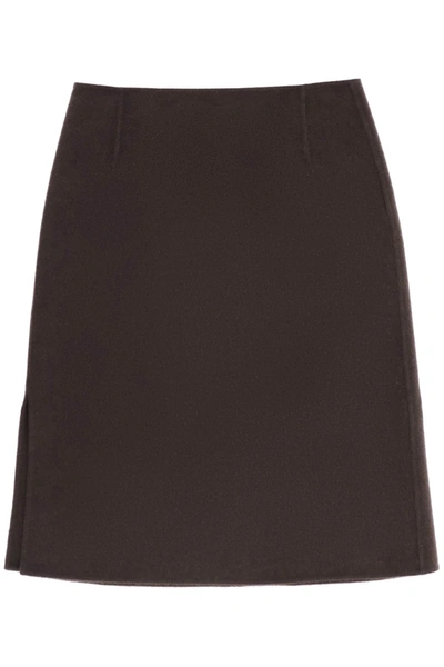 Totême Pencil Skirt In Double Wool In Brown