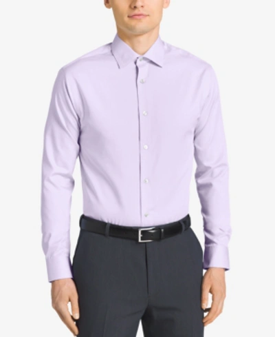 Calvin Klein Steel Men's Classic-fit Non-iron Performance Herringbone Spread Collar Dress Shirt In Lilac