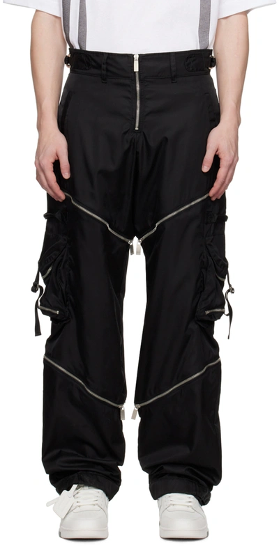 Off-white Zip Denim Cargo Pants In Black