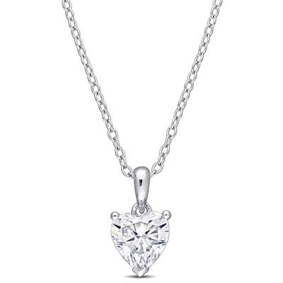 Mimi & Max 1ct Dew Heart Shaped Created Moissanite Solitaire Pendant With Chain In Sterling Silver In White