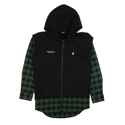 Marcelo Burlon County Of Milan Black Flannel Teared Zip-up