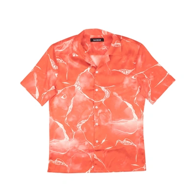 Nahmias Red Miracle Tie Dye Short Sleeve Button Down Shirt