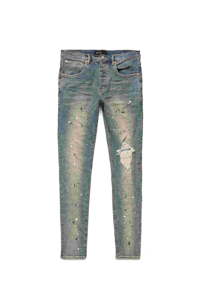 Purple Brand Mid Rise Destroy Paint Jeans In Blue