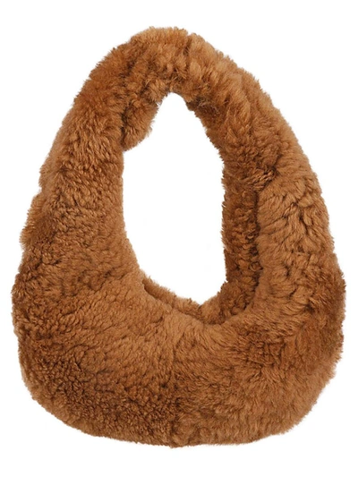 Anita Bilardi Faux Fur Shoulder Bag In Brown