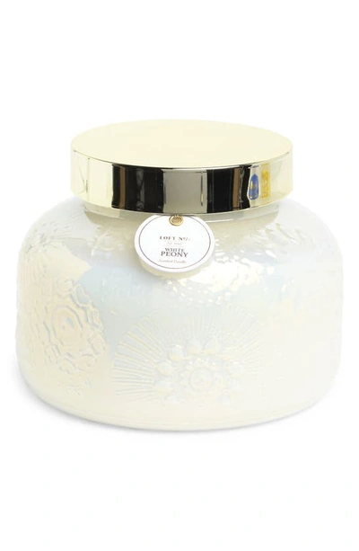 Portofino Candles White Peony Garden Scented Jar Candle In White Luster