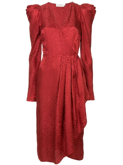 A.l.c Carolina Puff Shoulder Silk Jacquard Dress In Red