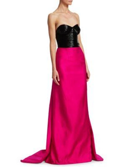 Naeem Khan Beaded Bodice Gown In Black-pink
