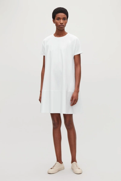 Cos Contrast-panelled Jersey Dress In White