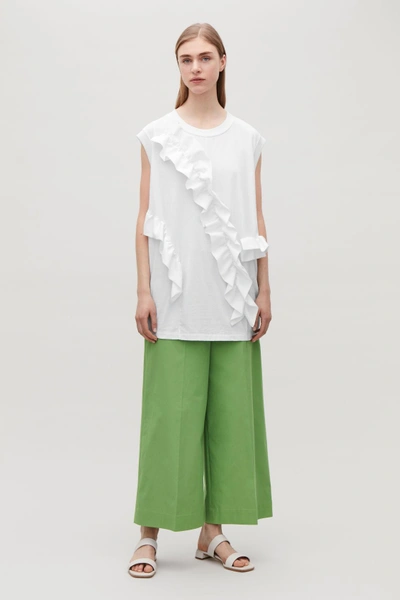Cos Frilled Cocoon Vest Top In White