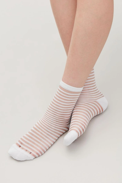 Cos Striped Sheer Socks In White