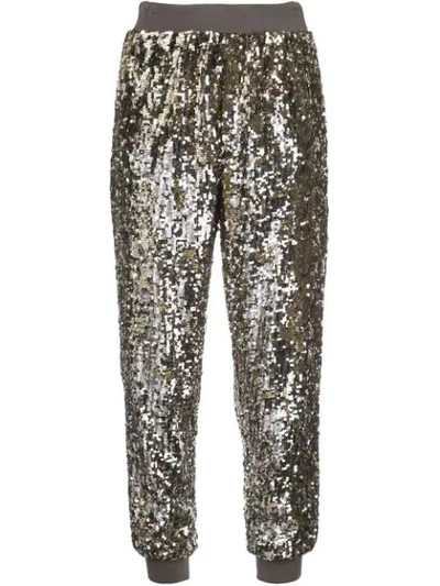 Alice And Olivia Alice + Olivia Pete Sequined Jogger Pants In Antique Silver