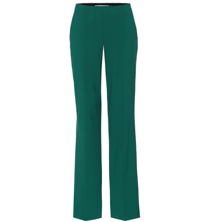 Diane Von Furstenberg Woven Wool-stretch Pleated Pants In Green