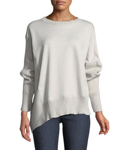 Neon Buddha Petite South Beach Pullover Sweater W/ Asymmetric Hem In Linen