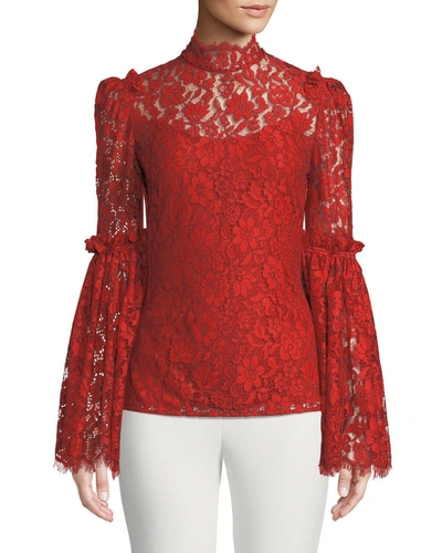 Camilla And Marc Clemence Scalloped Lace Top In Medium Red