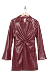 Cinq À Sept Mckenna Long Sleeve Faux Leather Dress In Oxblood