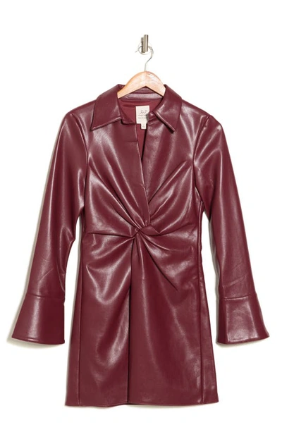chinese dress ladies Faux Leather Deep V Long Sleeve Dress main image 0