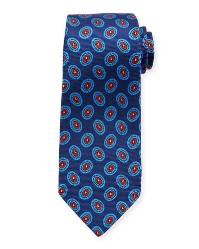 Kiton Fancy Ovals Silk Tie, Blue