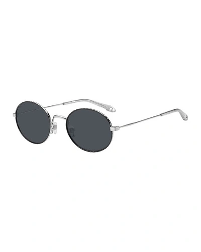 Givenchy Men's Round Metal Sunglasses In Black/silver