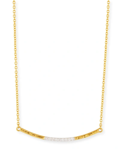 Gurhan 22k Gold Curved Bar Necklace W/ Diamonds