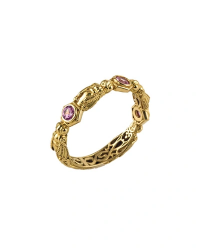 Konstantino 18k Yellow Gold Band Ring W/ Pink Sapphires