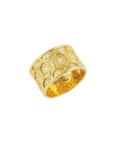 Konstantino 18k Yellow Gold Honeycomb Ring W/ Diamonds