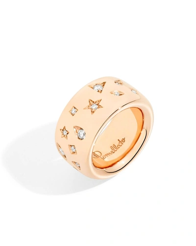 Pomellato 18k Rose Gold Iconica Ring W/ Diamonds, 0.79 Tcw