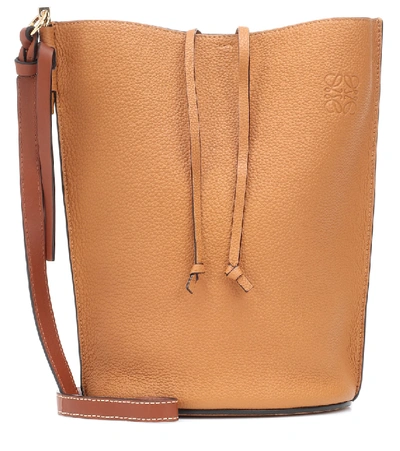 Loewe Gate Textured-leather Bucket Bag In Tan