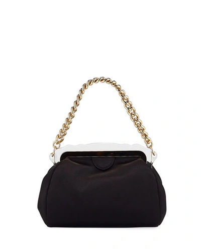 Edie Parker Aliza Framed Satin Chain-handle Clutch Bag In Black
