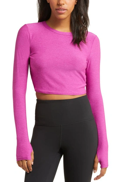 Beyond Yoga Featherweight Sunrise Long Sleeve Crop T-shirt In Purple