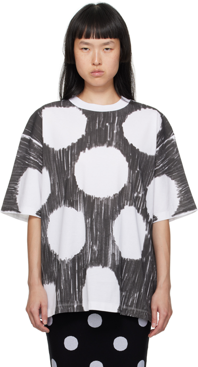 Marni Painterly Polka Dot-print Cotton T-shirt In Grey