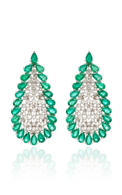 Sutra Emerald And Diamonds Earrings In Green
