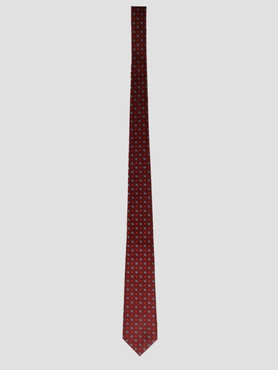 Gucci Double G And Star Silk Jacquard Tie In Red