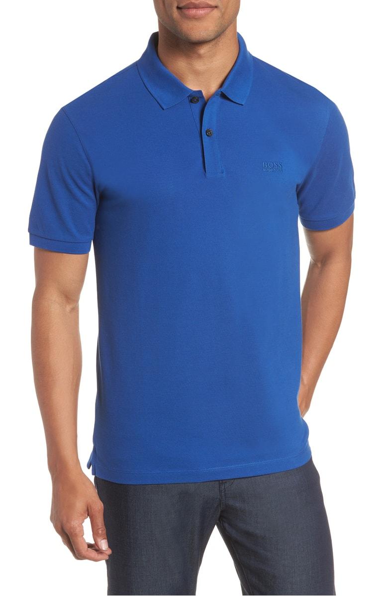 Hugo Boss 'pallas' Regular Fit Logo Embroidered Polo Shirt In Open Blue |  ModeSens