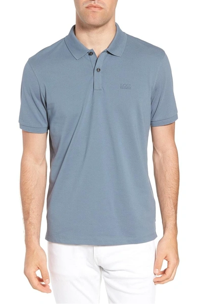 Hugo Boss 'pallas' Regular Fit Logo Embroidered Polo Shirt In Blue/ Blue