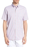 Southern Tide Nautical Mile Regular Fit Plaid Performance Sport Shirt In Flamingo Pink