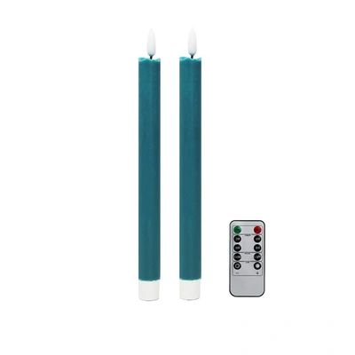 Addison Ross Chambray Blue Wax Led Candles - Set Of 2 In Green