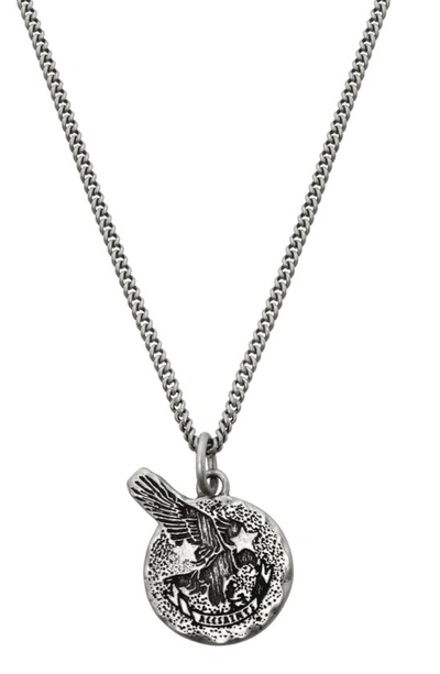 Allsaints 3d Eagle Pendant Sterling Silver Necklace In Warm Silver
