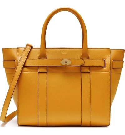 Mulberry Small Zip Bayswater Classic Leather Tote - Yellow In Deep Amber