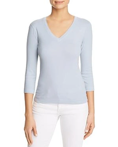 Three Dots V-neck Top In Seaglass