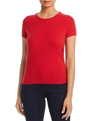 C By Bloomingdale's Short Sleeve Cashmere Sweater - 100% Exclusive In Cherry Red