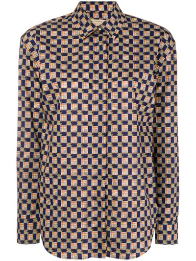 Burberry Kestrel Printed Button-down Top In Blue