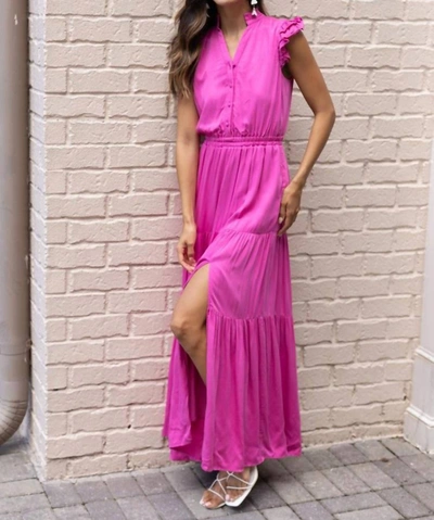 Btfl-life Karlie Flutter Sleeve Maxi Dress In Pink