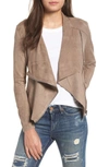 Blanknyc Drape Front Faux Suede Jacket In Mt Rushmore