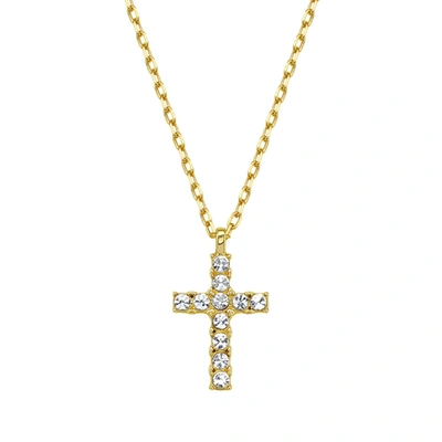 Adornia Men's 22" Cz Cross Necklace Gold In Yellow