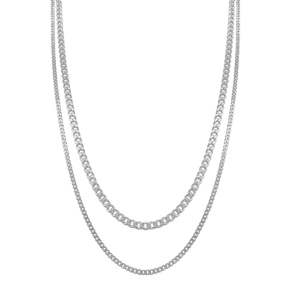 Adornia Men's Water Resistant Curb Chain Set Silver