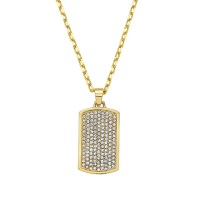 Adornia Men's 22" Cz Dogtag Necklace Gold In Yellow