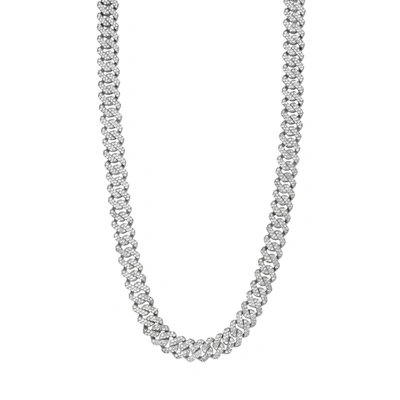 Adornia Men's 22" 10mm Cuban Edge Chain With Cz Silver