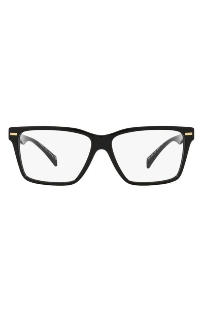 Versace 56mm Rectangular Optical Glasses In Black